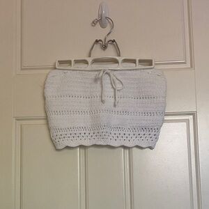 Hollister White Knit Crochet Tube Top